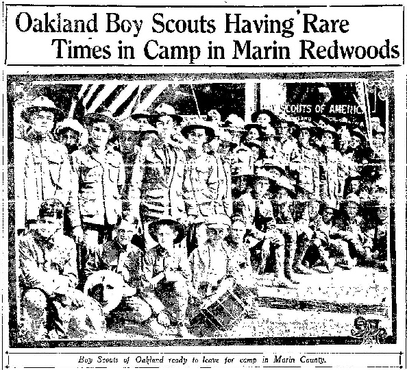 Photo from Oakland Tribune as Scouts head out to First training Camp, June 1917