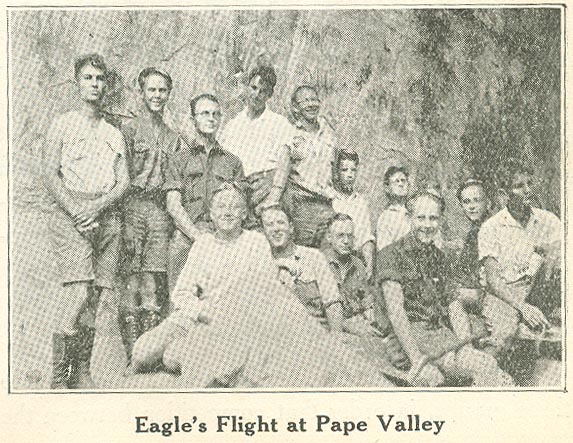 Members of the first Eagle's Flight in 1928 pose for a picture at Pate Valley near Yosemite