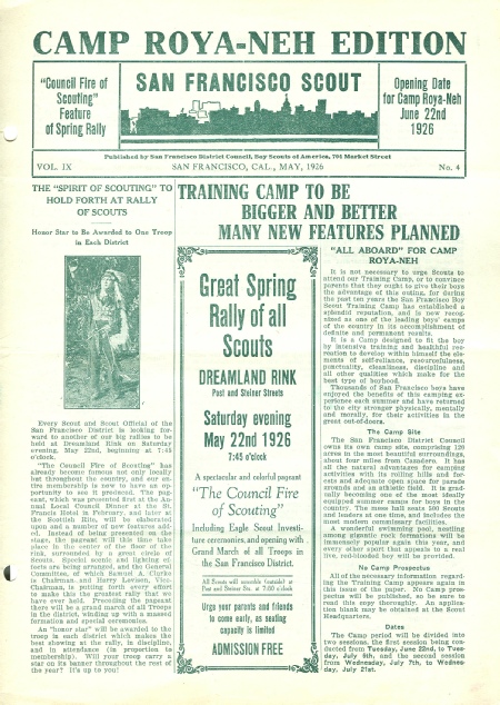 Special Edition of the San Franciso Scout newsletter regarding Camp Royaneh, 1926